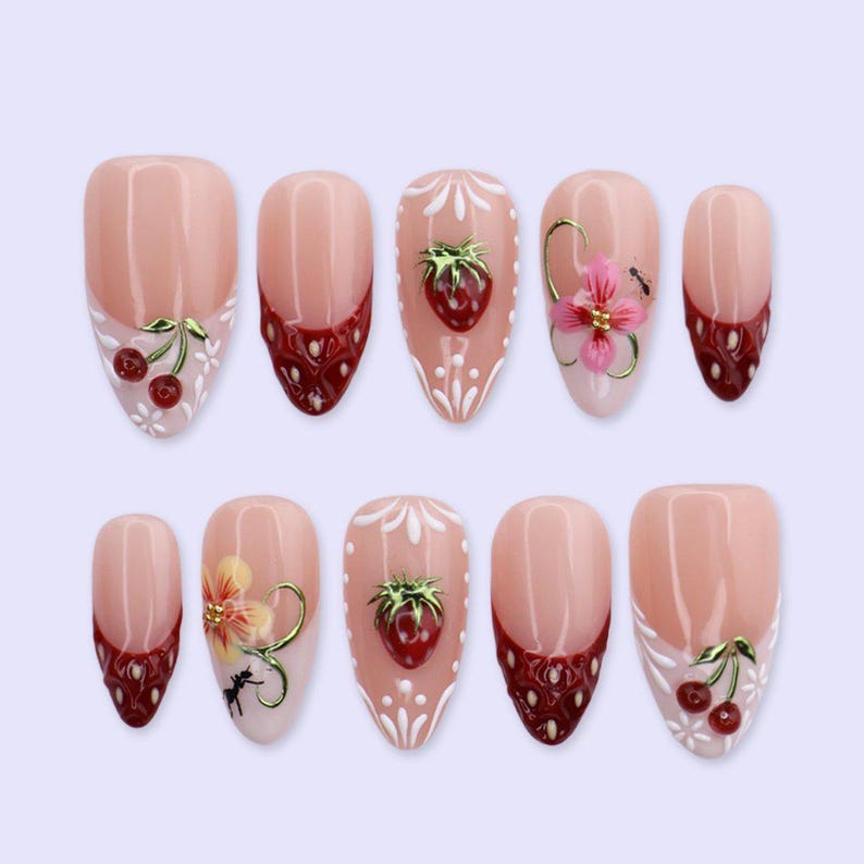 Sweet Berry Picnic Press On Nails