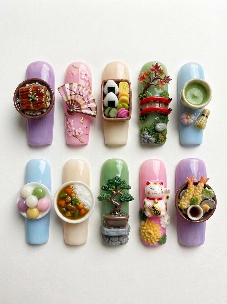 Cute Gourmet Fantasy Press On Nails