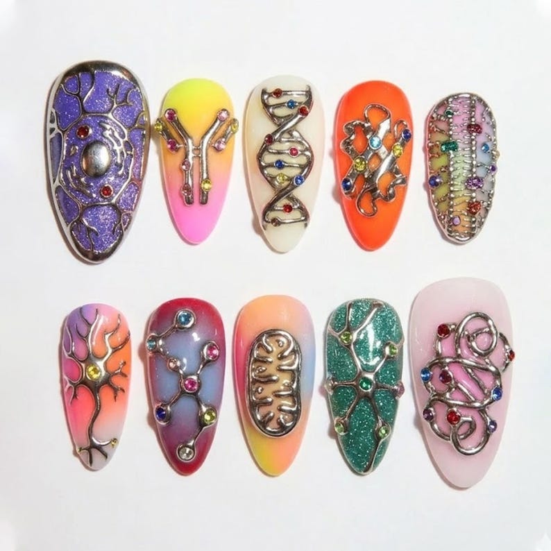 3D Scientific DNA Molecular Art Press On Nails