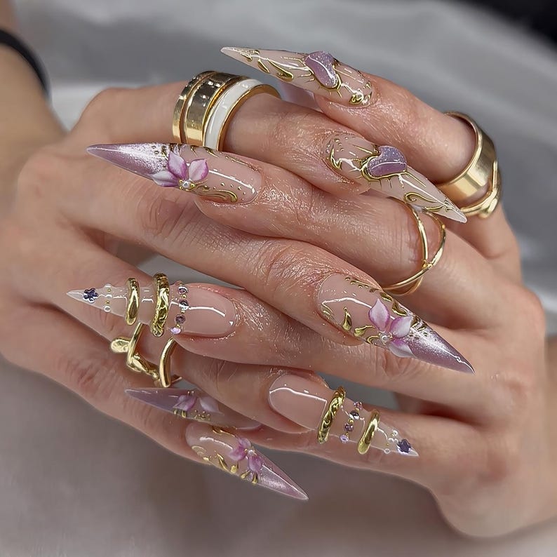 Luxury Baroque 3D Gold Filigree Ornate Elegant Press On Nails