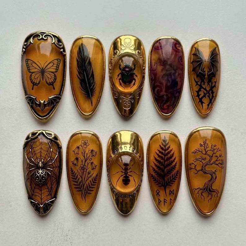 Warm Amber Glow Tortoise Shell Elegant Press On Nails