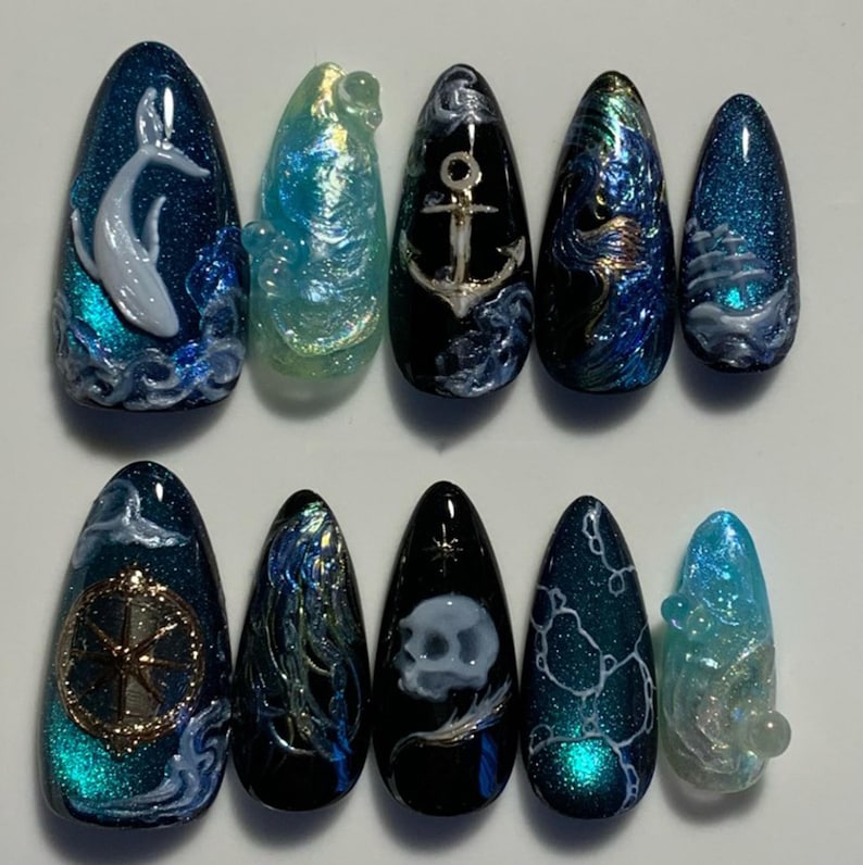 Mystical Deep Ocean Press On Nails