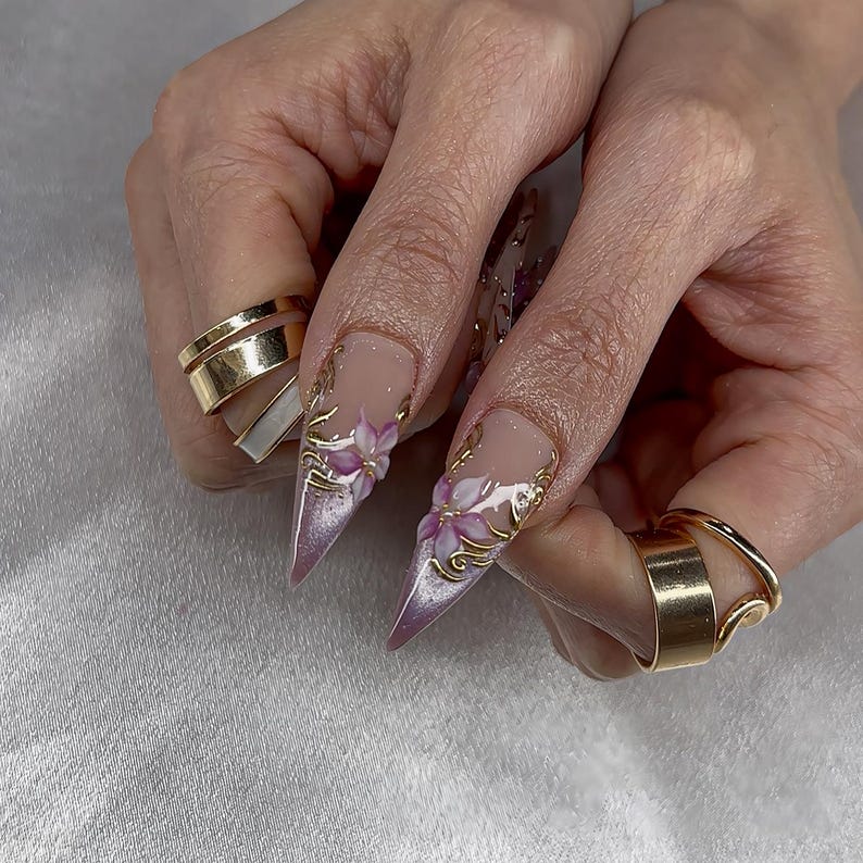 Luxury Baroque 3D Gold Filigree Ornate Elegant Press On Nails