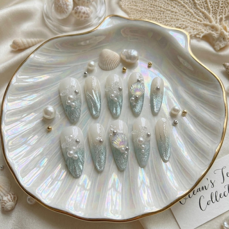 Iridescent Coastal Fantasy Press On Nails