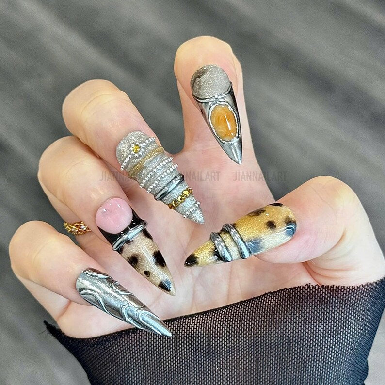 Luxury Chrome Wild Glam Press On Nails