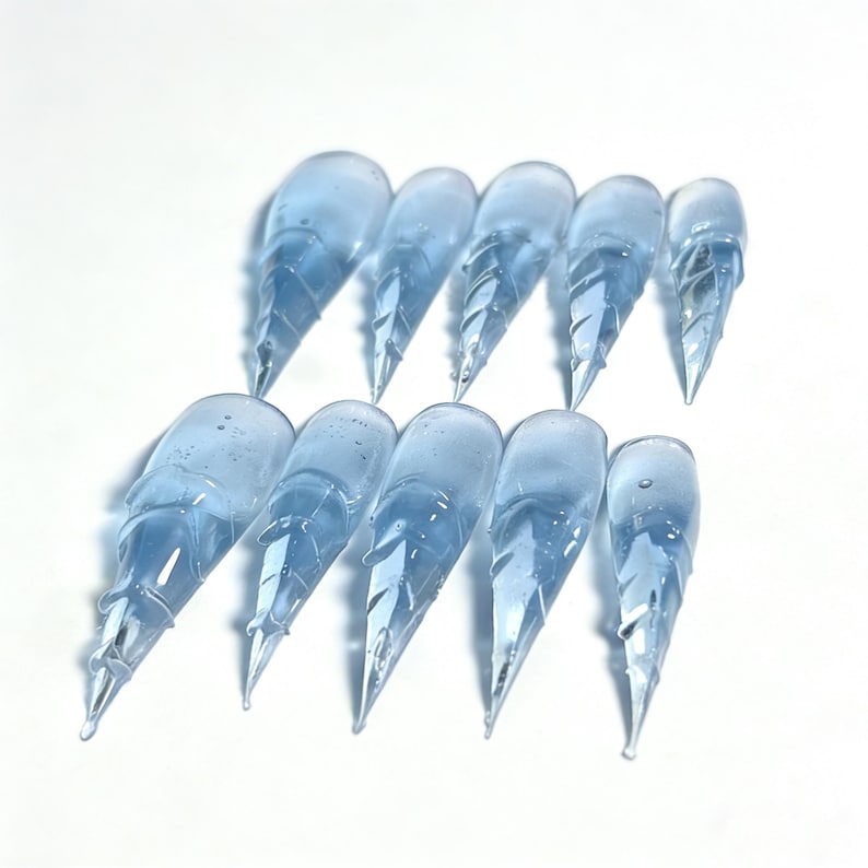 Icy Blue Sculpted Claw Ethereal Press On Nails