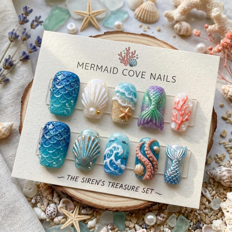 Dark Ocean Elegance Press On Nails