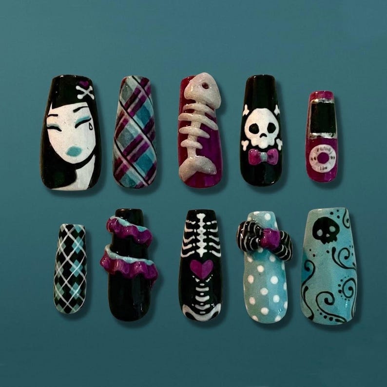 Edgy Chaos Neon Punk Y2K Press On Nails