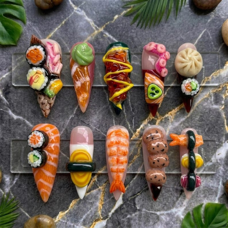 Playful Food Art Press On Nails