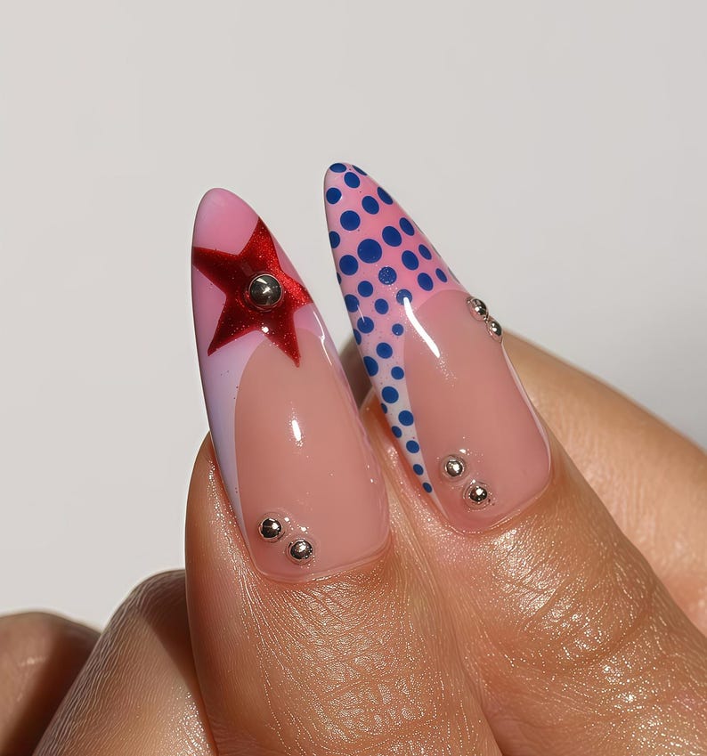 Kawaii Star Chrome Cute Character Stiletto Press On Nails