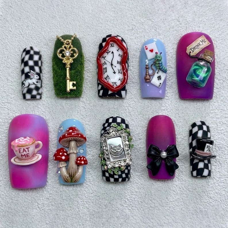 3D Wonderland Fantasy Whimsical Storybook Press On Nails