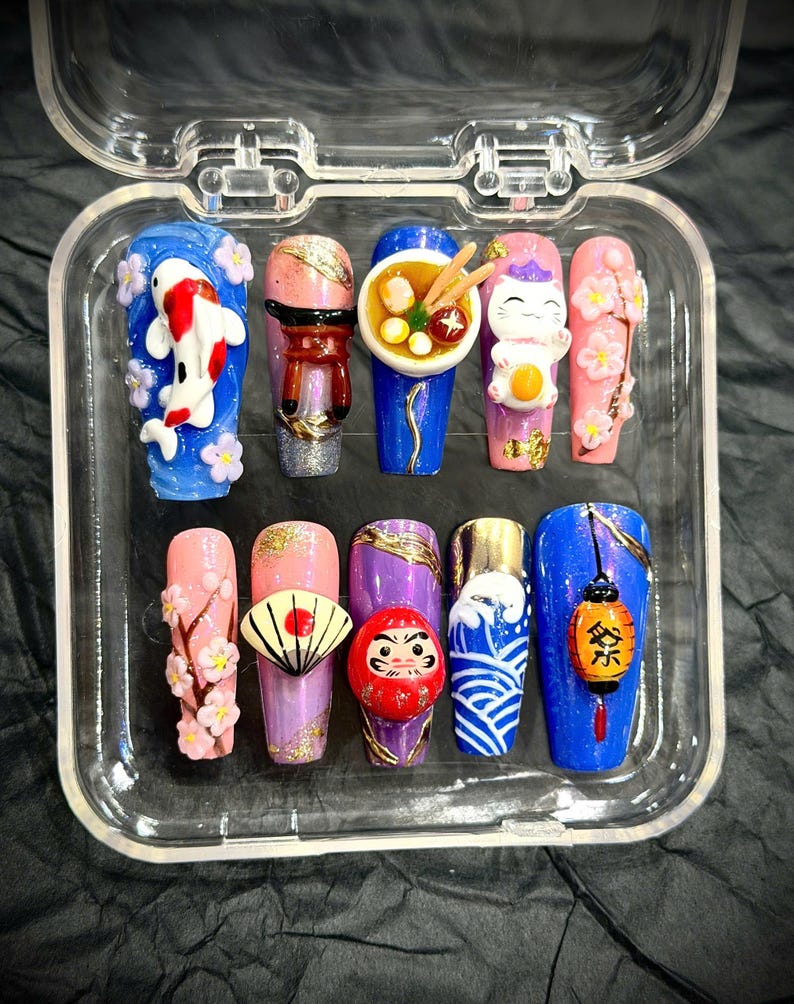Elegant 3D Floral Fantasy Press On Nails