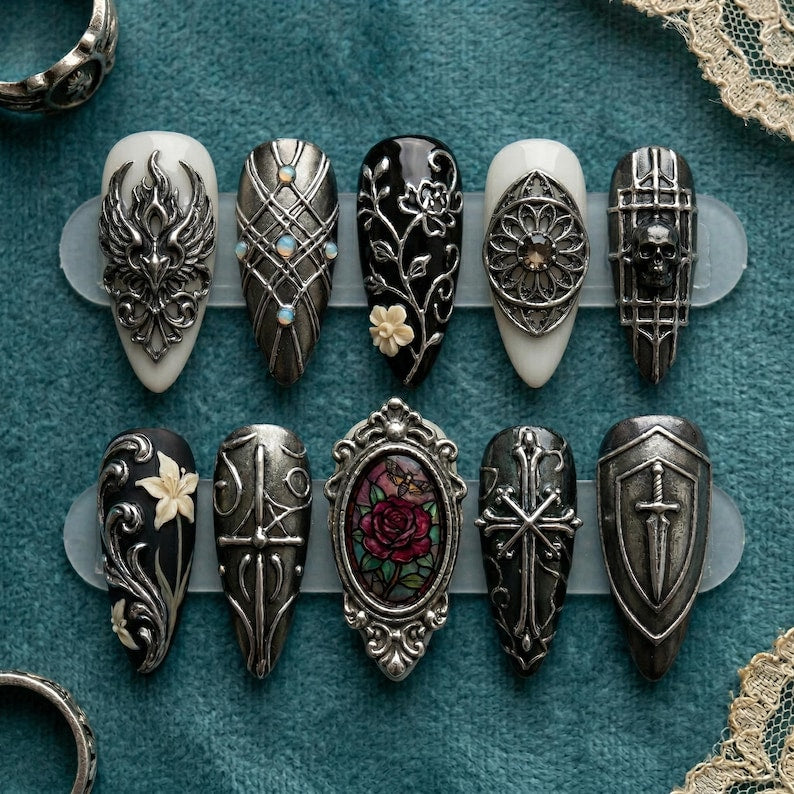 Antique Victorian Gothic Press On Nails