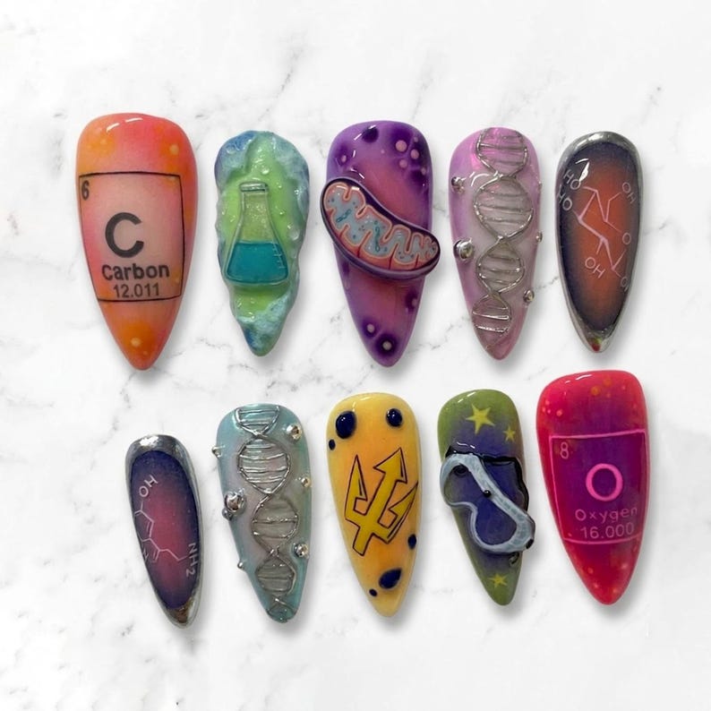 Scientific Chemistry DNA Art Press On Nails