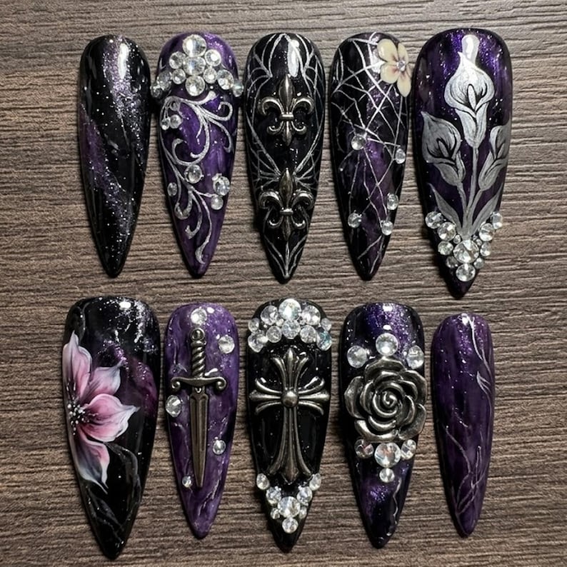 Royal Purple Elegance Press On Nails