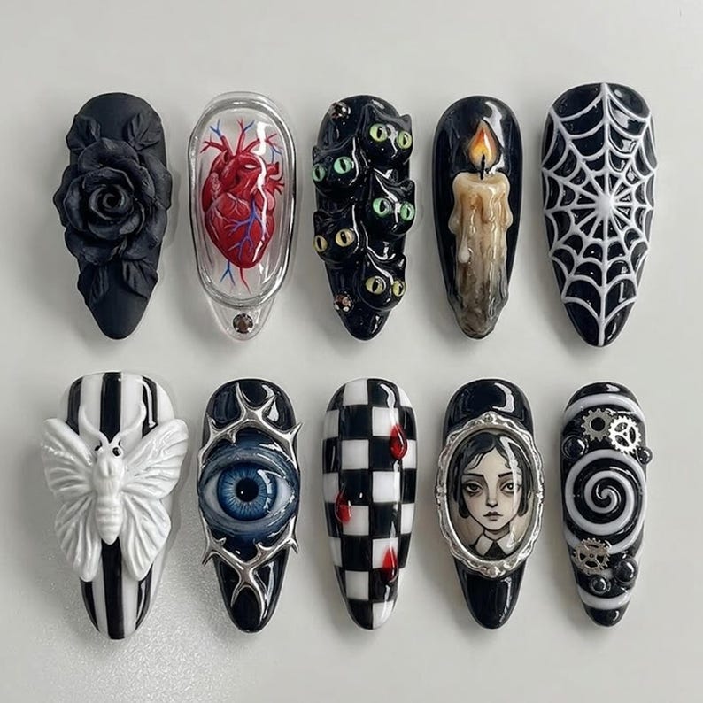 Dark Surreal Abstract Aura Press On Nails