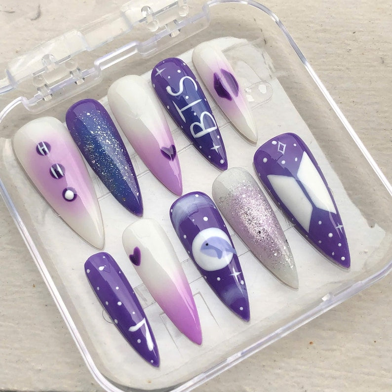 Purple Galaxy Cosmic Aura Press On Nails