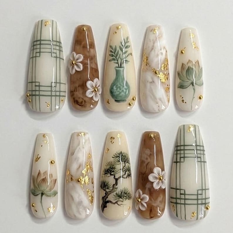 Neutral Jade Minimalist Press On Nails