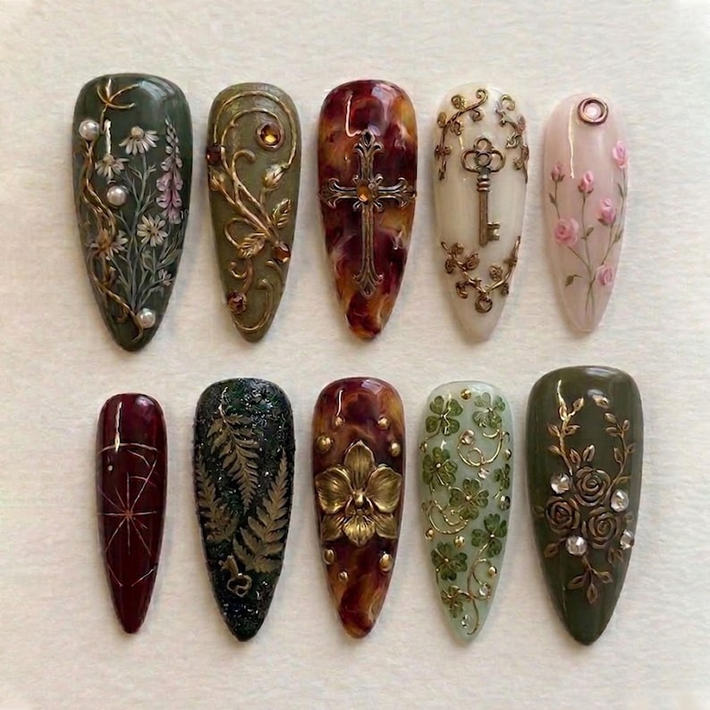 Vintage Scholarly Elegance Press On Nails