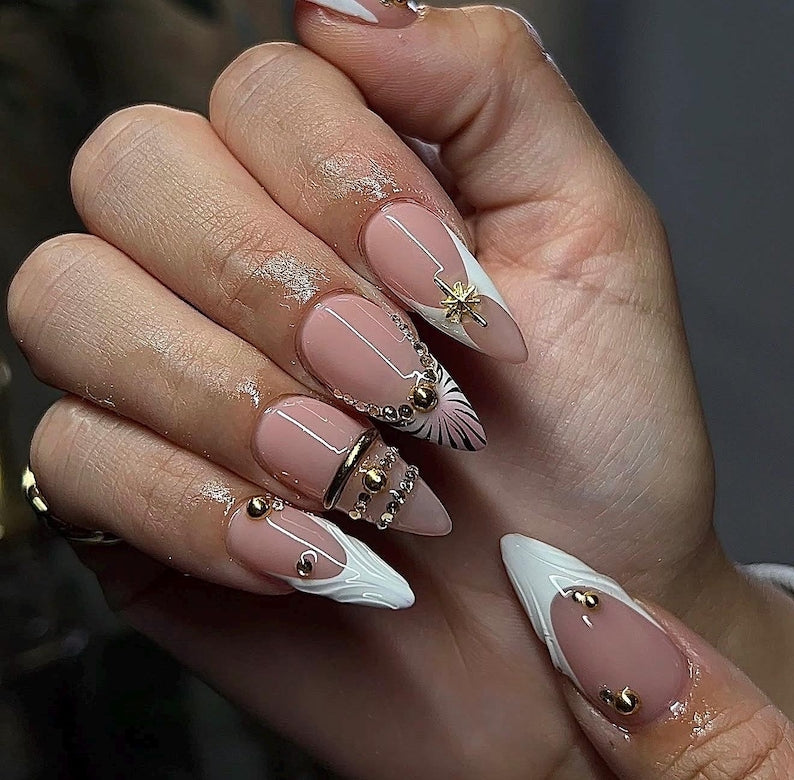 Elegant White Bangle Press On Nails