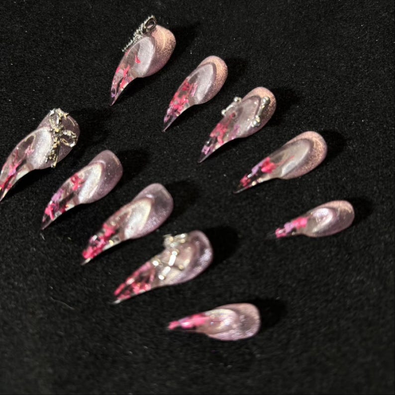 Y2K Pink Studded Claw Glam Press On Nails