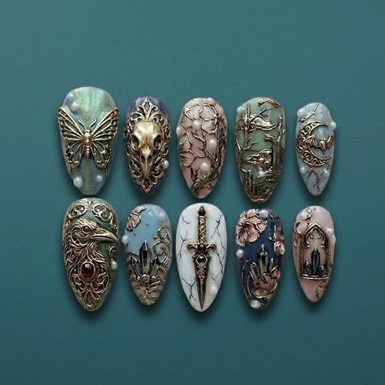 Abstract Sculptural Bold Artistic Avant Style Press On Nails