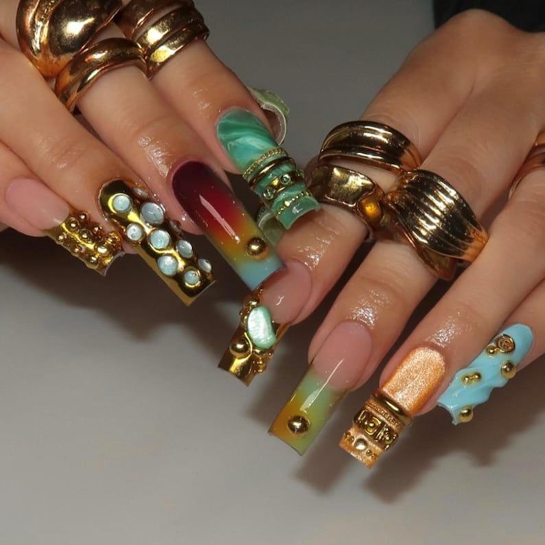 Luxury Ancient Egyptian Gold Ornate Royal Press On Nails