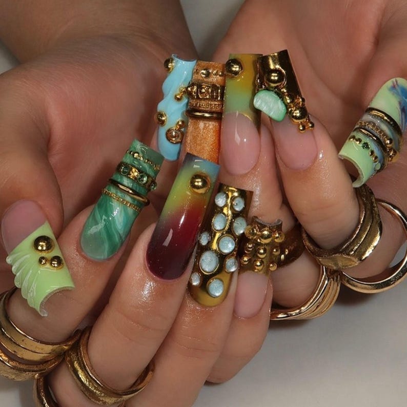 Luxury Ancient Egyptian Gold Ornate Royal Press On Nails