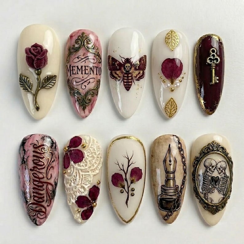 Vintage Gothic Ornamental Press On Nails