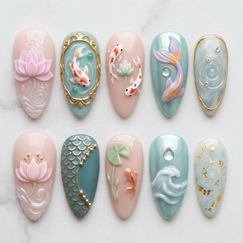 Luxury Koi Elegance Press On Nails