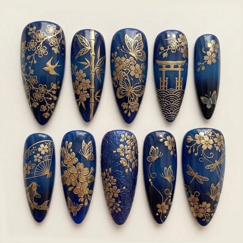 Elegant Cherry Blossom Garden Press On Nails