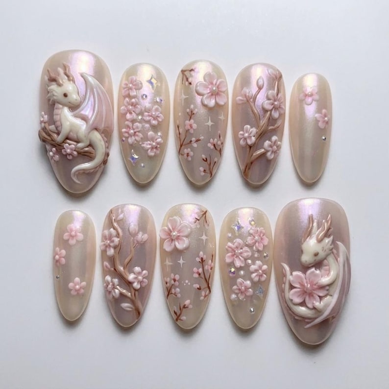 Cute Fantasy Blossom Press On Nails