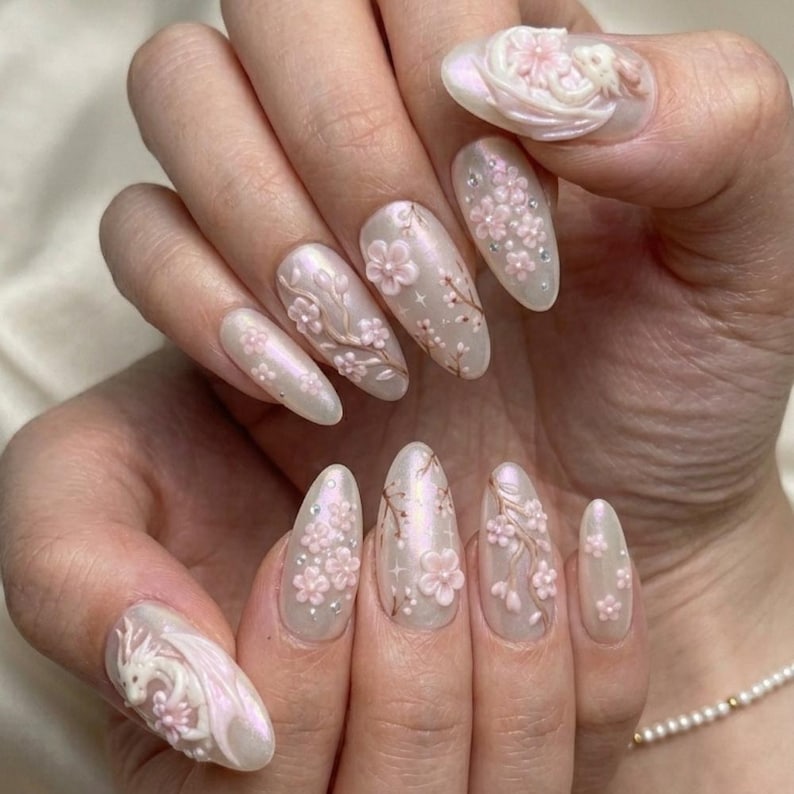Cute Fantasy Blossom Press On Nails