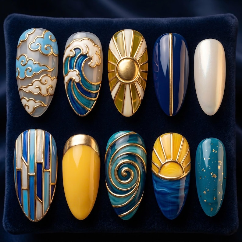 Celestial Ocean Wave Press On Nails