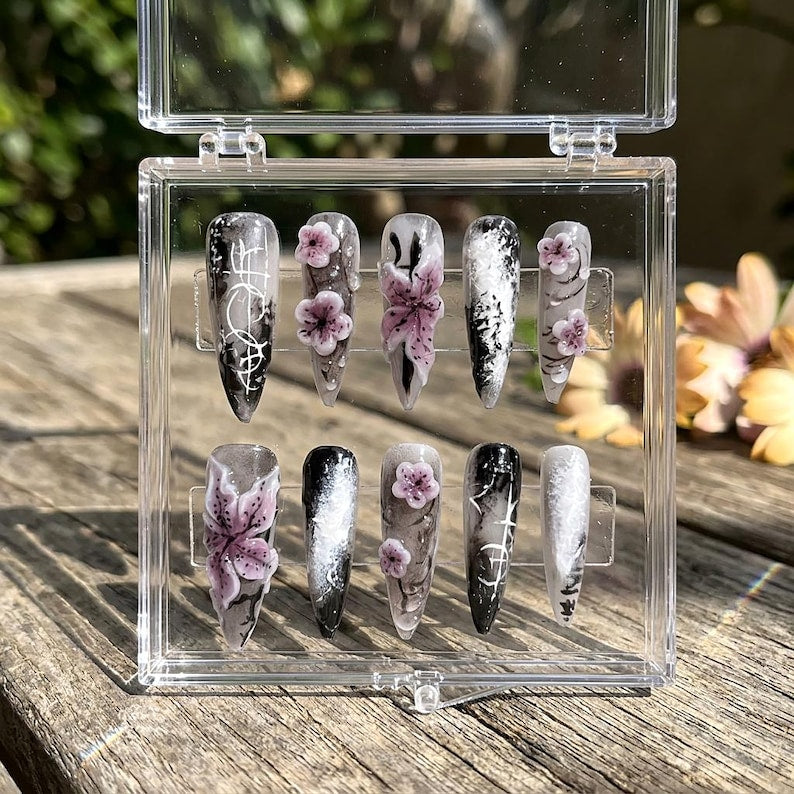 Elegant 3D Floral Blossom Press On Nails