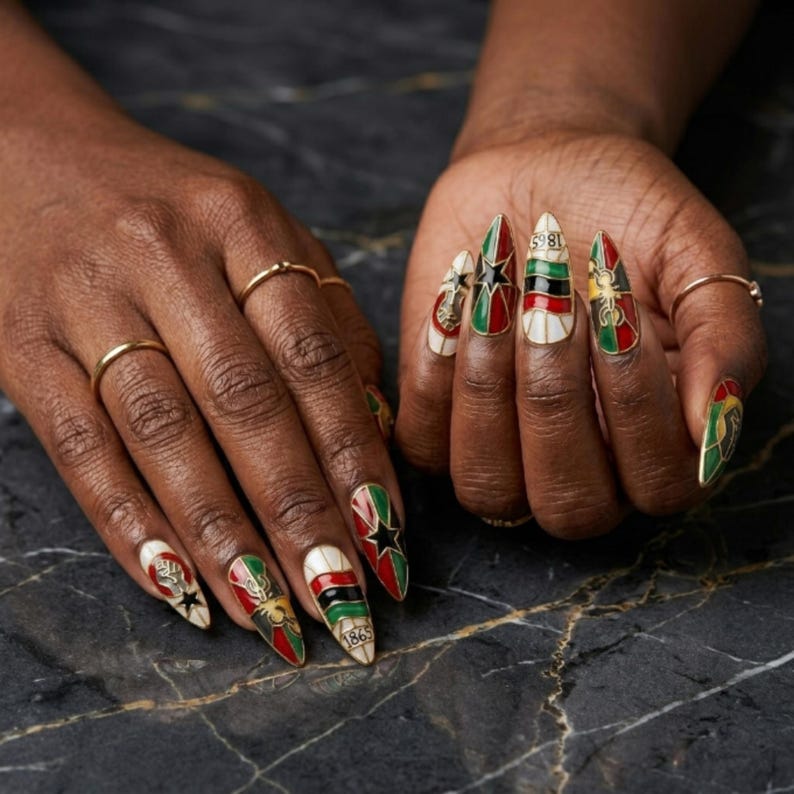 Bold Heritage Stained Glass Press On Nails