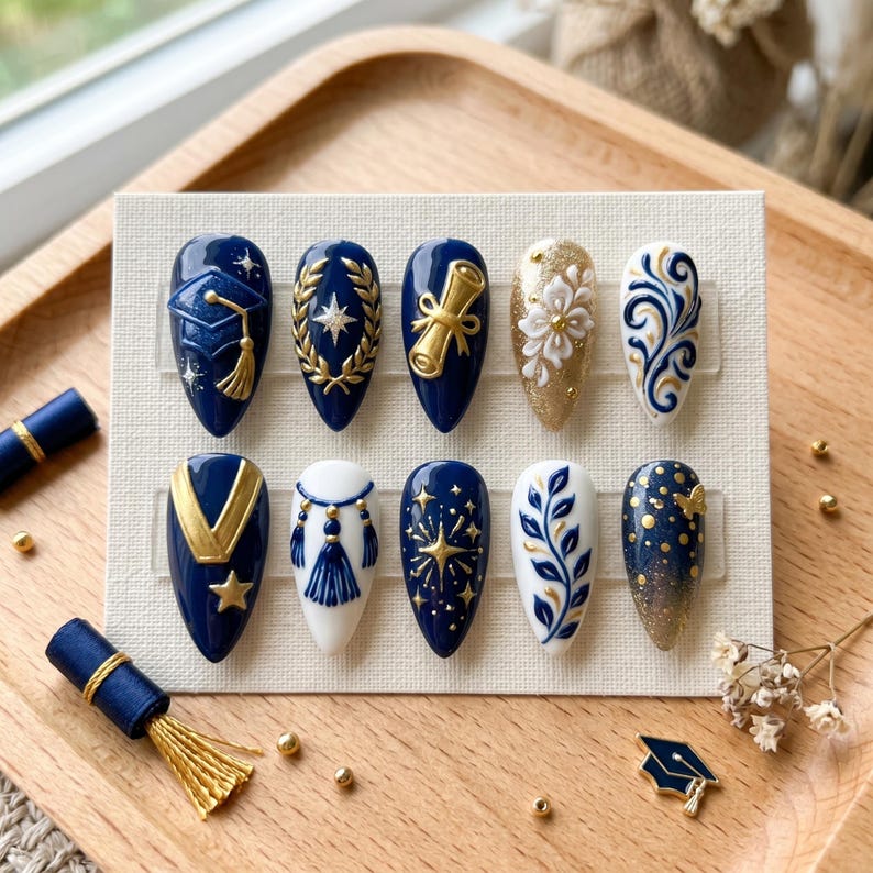 Dark Obsidian Crown Press On Nails