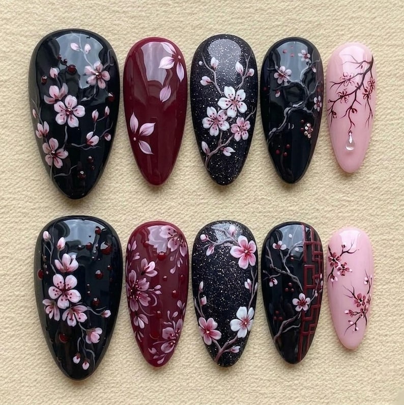 Elegant Floral Blossom Press On Nails
