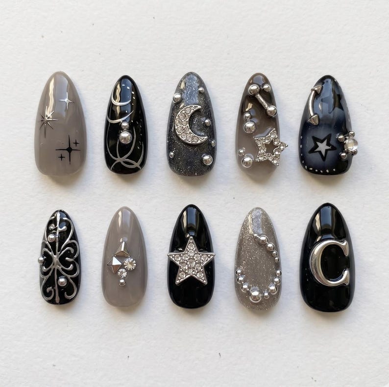 Dark Rose Gothic Glam Press On Nails