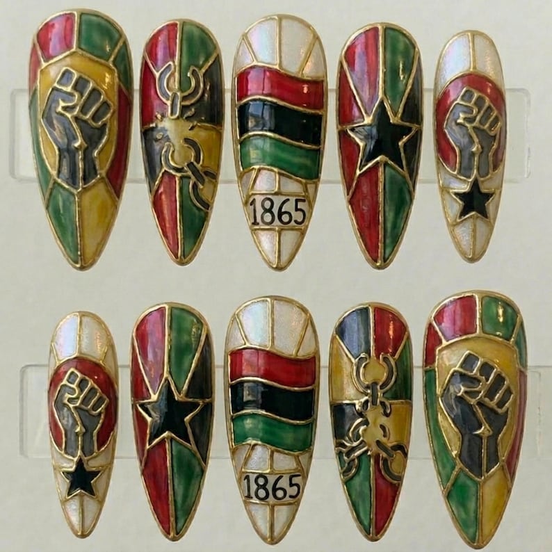 Bold Heritage Stained Glass Press On Nails