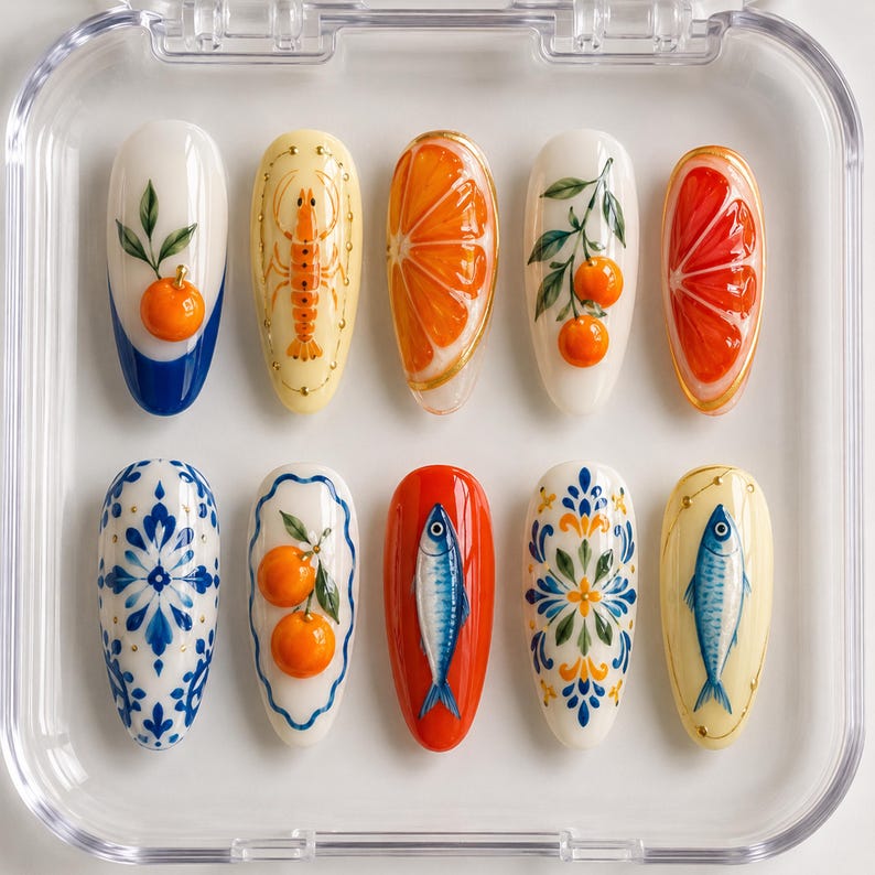 Vibrant Coastal Summer Press On Nails