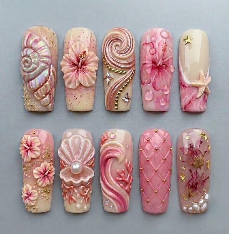 Dreamy Pink Fantasy Press On Nails