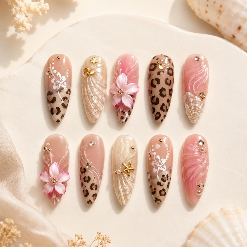 Vintage Floral Charm Press On Nails