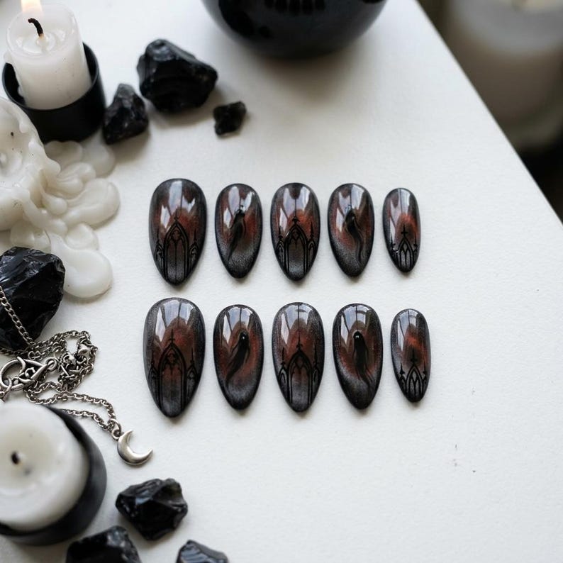 Ornate Cathedral Dark Elegance Press On Nails