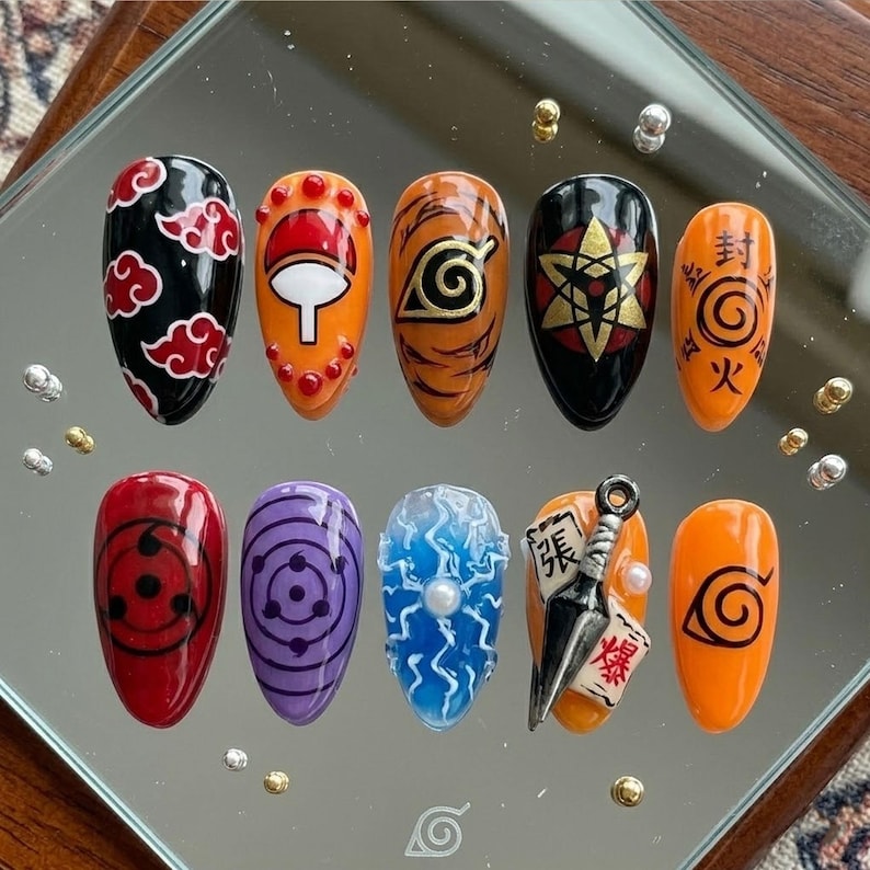 Bold Fiery Warrior Press On Nails