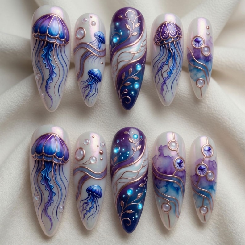 Ethereal Ocean Glow Press On Nails
