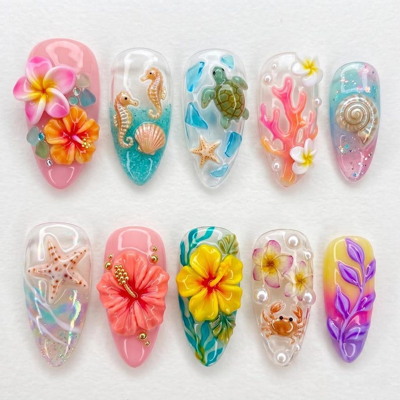 Whimsical Ocean Adventure Press On Nails