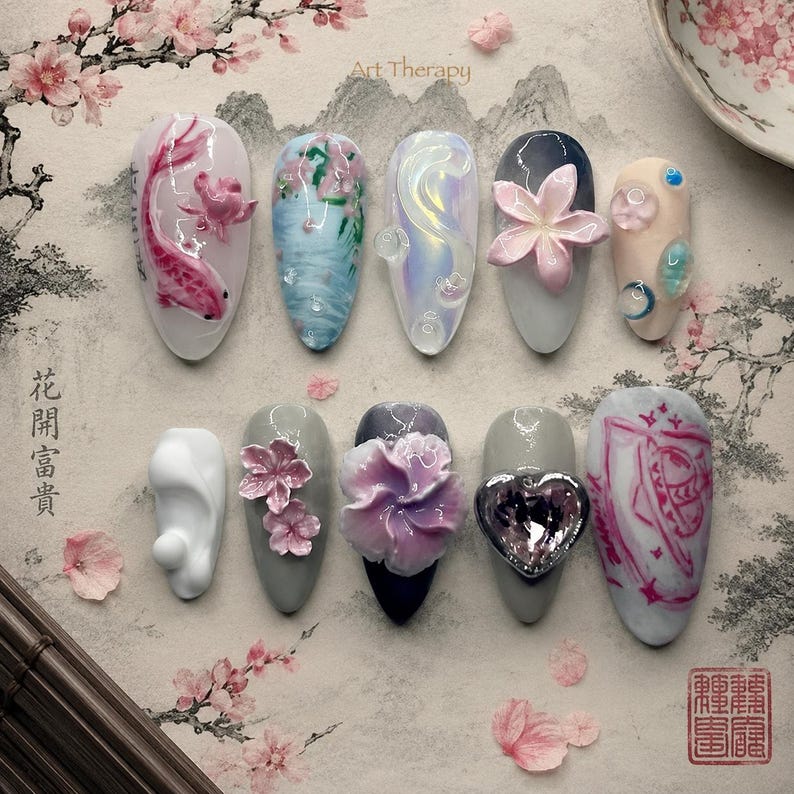Elegant Floral Fantasy Press On Nails