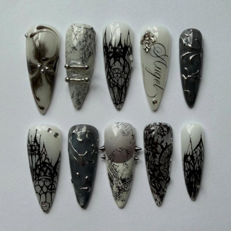 Cyber Grunge Metallic Press On Nails