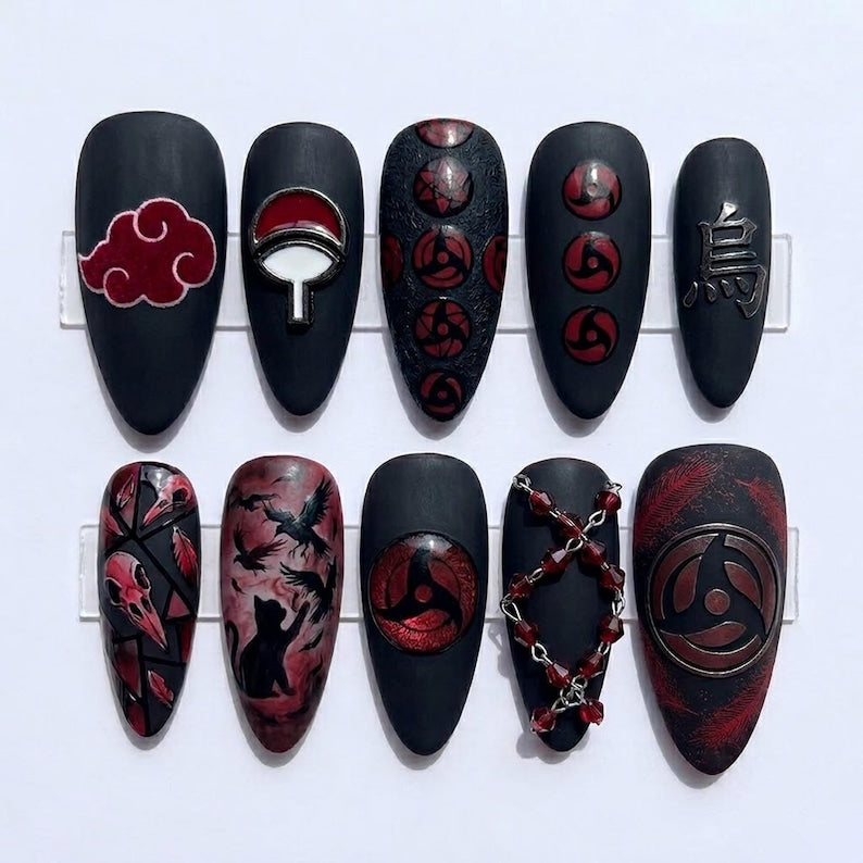 Dark Crimson Cloud Press On Nails